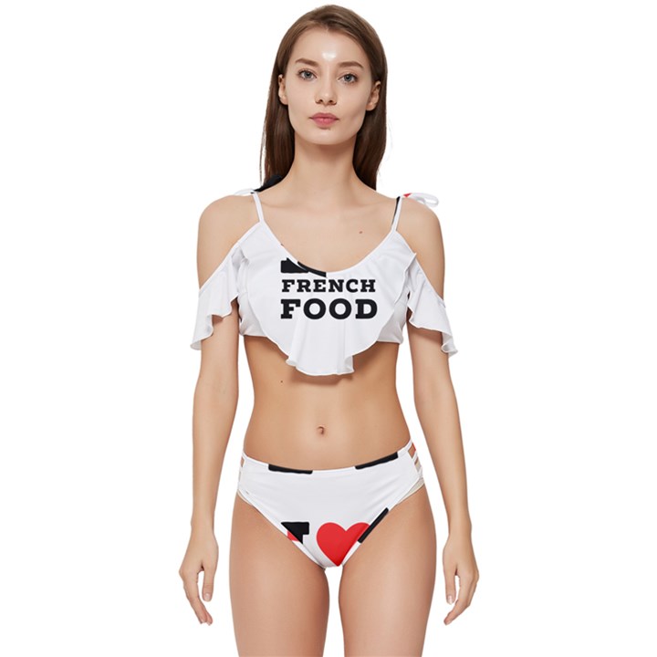 I love French food Ruffle Edge Tie Up Bikini Set	