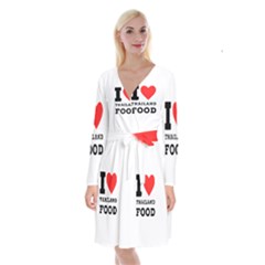 I Love Thailand Food Long Sleeve Velvet Front Wrap Dress by ilovewhateva