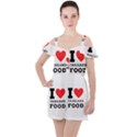 I love Thailand food Ruffle Cut Out Chiffon Playsuit View1