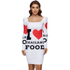 I Love Thailand Food Women Long Sleeve Ruched Stretch Jersey Dress by ilovewhateva