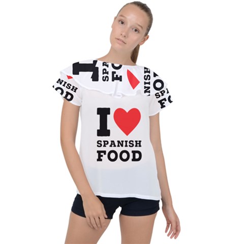 I Love Spanish Food Ruffle Collar Chiffon Blouse by ilovewhateva