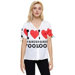 I Love Spanish Food Bow Sleeve Button Up Top by ilovewhateva