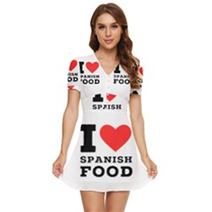 I Love Spanish Food V-neck High Waist Chiffon Mini Dress by ilovewhateva