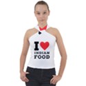 I love Indian food Cross Neck Velour Top View1