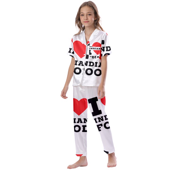 I love Indian food Kids  Satin Short Sleeve Pajamas Set