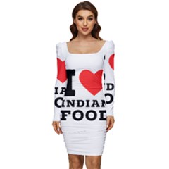 I love Indian food Women Long Sleeve Ruched Stretch Jersey Dress