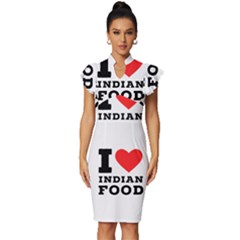 I love Indian food Vintage Frill Sleeve V-Neck Bodycon Dress