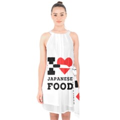 I Love Japanese Food Halter Collar Waist Tie Chiffon Dress by ilovewhateva