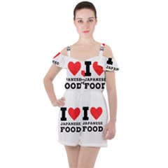 I Love Japanese Food Ruffle Cut Out Chiffon Playsuit by ilovewhateva