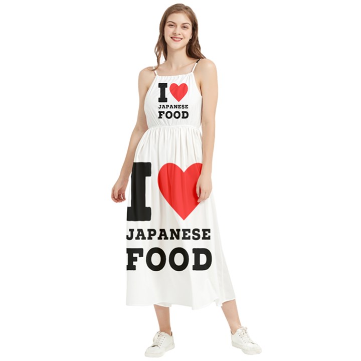 I love Japanese food Boho Sleeveless Summer Dress