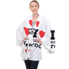 I Love Korean Food Long Sleeve Velvet Kimono  by ilovewhateva