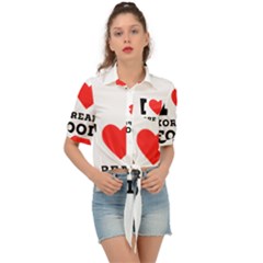 I Love Korean Food Tie Front Shirt  by ilovewhateva