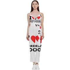 I Love Korean Food V-neck Spaghetti Strap Tie Front Jumpsuit by ilovewhateva