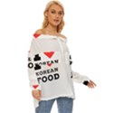 I love Korean food Off Shoulder Chiffon Pocket Shirt View3