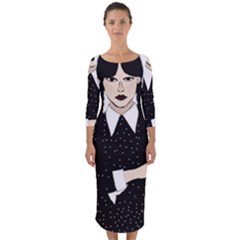 Wednesday Addams Quarter Sleeve Midi Bodycon Dress