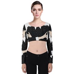 Wednesday Addams Velvet Long Sleeve Crop Top by Fundigitalart234