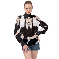 Wednesday Addams High Neck Long Sleeve Chiffon Top by Fundigitalart234