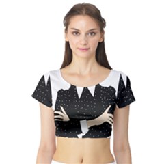 Wednesday Addams Short Sleeve Crop Top by Fundigitalart234