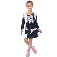 Wednesday Addams Kids  Long Sleeve Velvet Dress by Fundigitalart234