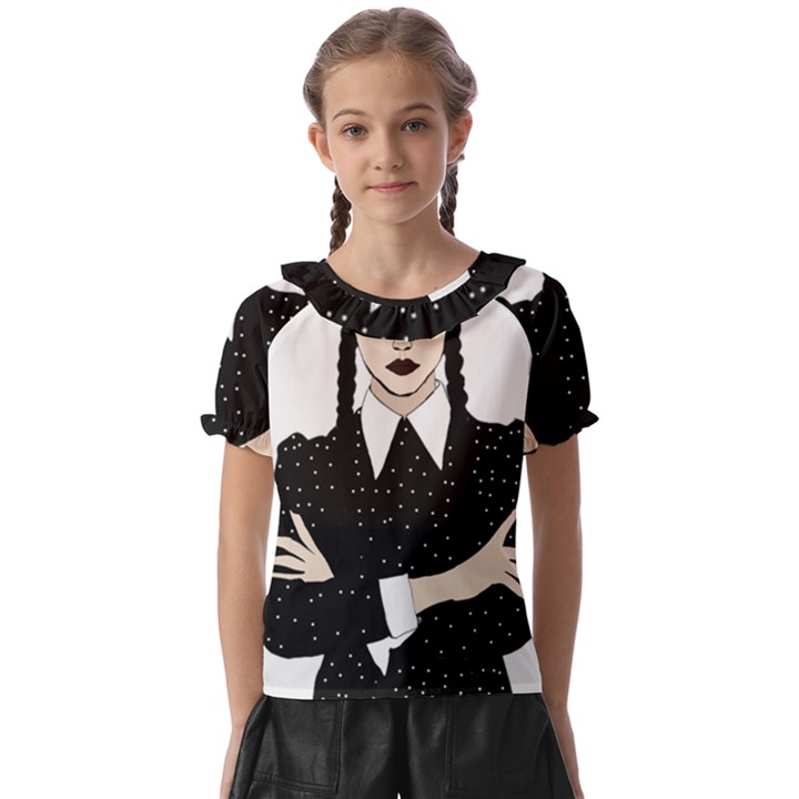 Wednesday addams Kids  Frill Chiffon Blouse