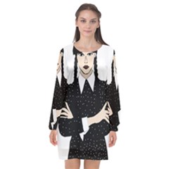 Wednesday Addams Long Sleeve Chiffon Shift Dress  by Fundigitalart234