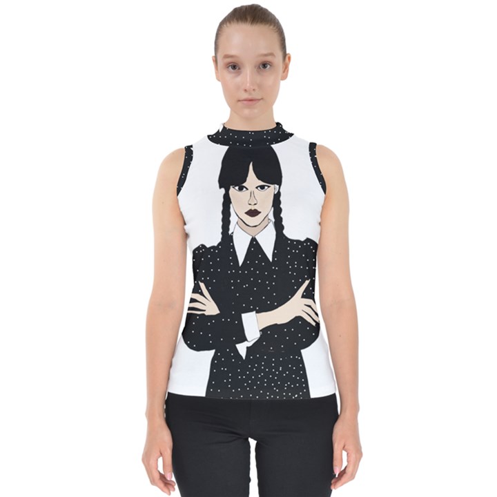 Wednesday addams Mock Neck Shell Top