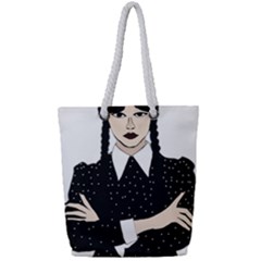 Wednesday Addams Full Print Rope Handle Tote (small) by Fundigitalart234