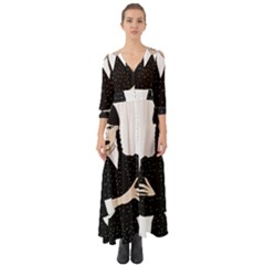 Wednesday Addams Button Up Boho Maxi Dress