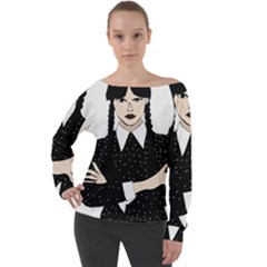 Wednesday Addams Off Shoulder Long Sleeve Velour Top by Fundigitalart234