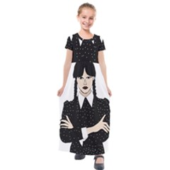 Wednesday Addams Kids  Short Sleeve Maxi Dress by Fundigitalart234