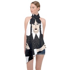 Wednesday Addams Halter Asymmetric Satin Top by Fundigitalart234