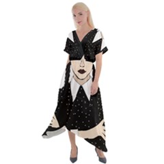 Wednesday Addams Cross Front Sharkbite Hem Maxi Dress by Fundigitalart234