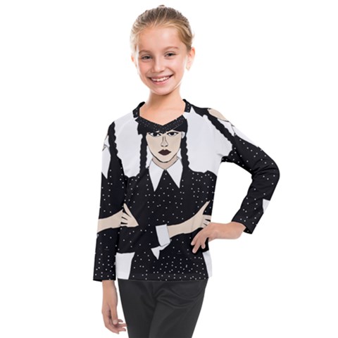 Wednesday Addams Kids  Long Mesh Tee by Fundigitalart234