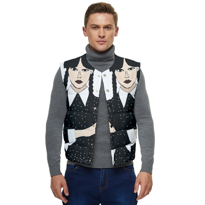 Wednesday addams Men s Short Button Up Puffer Vest	