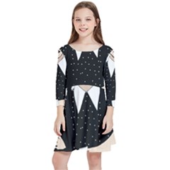 Wednesday Addams Kids  Quarter Sleeve Skater Dress by Fundigitalart234