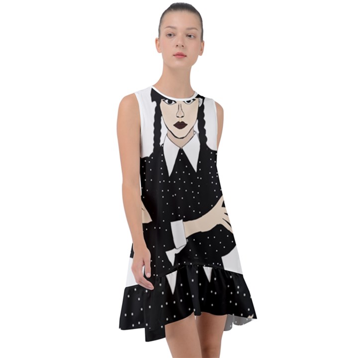 Wednesday addams Frill Swing Dress