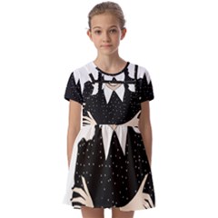 Wednesday Addams Kids  Short Sleeve Pinafore Style Dress by Fundigitalart234