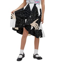 Wednesday Addams Kids  Ruffle Flared Wrap Midi Skirt