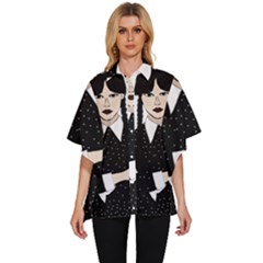 Wednesday Addams Women s Batwing Button Up Shirt