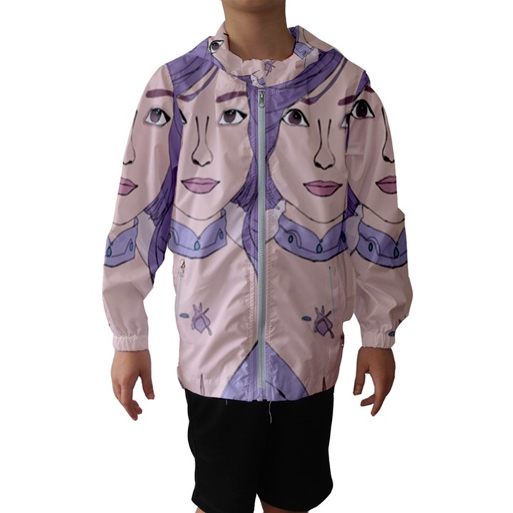 Futuristic woman Kids  Hooded Windbreaker