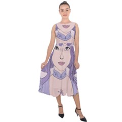 Futuristic Woman Midi Tie-back Chiffon Dress by Fundigitalart234