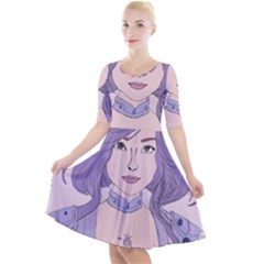 Futuristic Woman Quarter Sleeve A-line Dress by Fundigitalart234