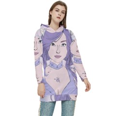 Futuristic Woman Women s Long Oversized Pullover Hoodie by Fundigitalart234