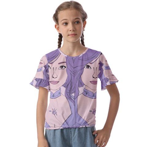 Futuristic Woman Kids  Cuff Sleeve Scrunch Bottom Tee by Fundigitalart234