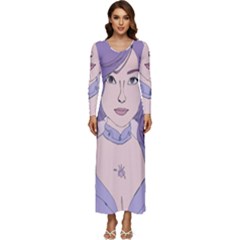 Futuristic Woman Long Sleeve Longline Maxi Dress by Fundigitalart234