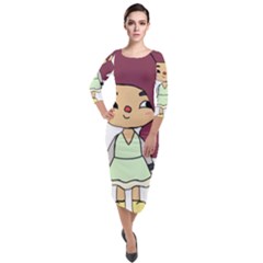 Toca Life Self Made Character  Quarter Sleeve Midi Velour Bodycon Dress by Fundigitalart234