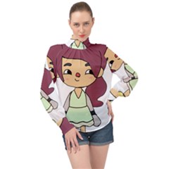 Toca Life Self Made Character  High Neck Long Sleeve Chiffon Top by Fundigitalart234