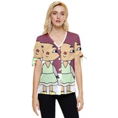 Toca Life Self Made Character  Bow Sleeve Button Up Top by Fundigitalart234