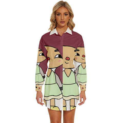 Toca Life Self Made Character  Womens Long Sleeve Shirt Dress by Fundigitalart234