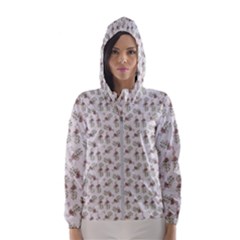 Warm Blossom Harmony Floral Pattern Women s Hooded Windbreaker